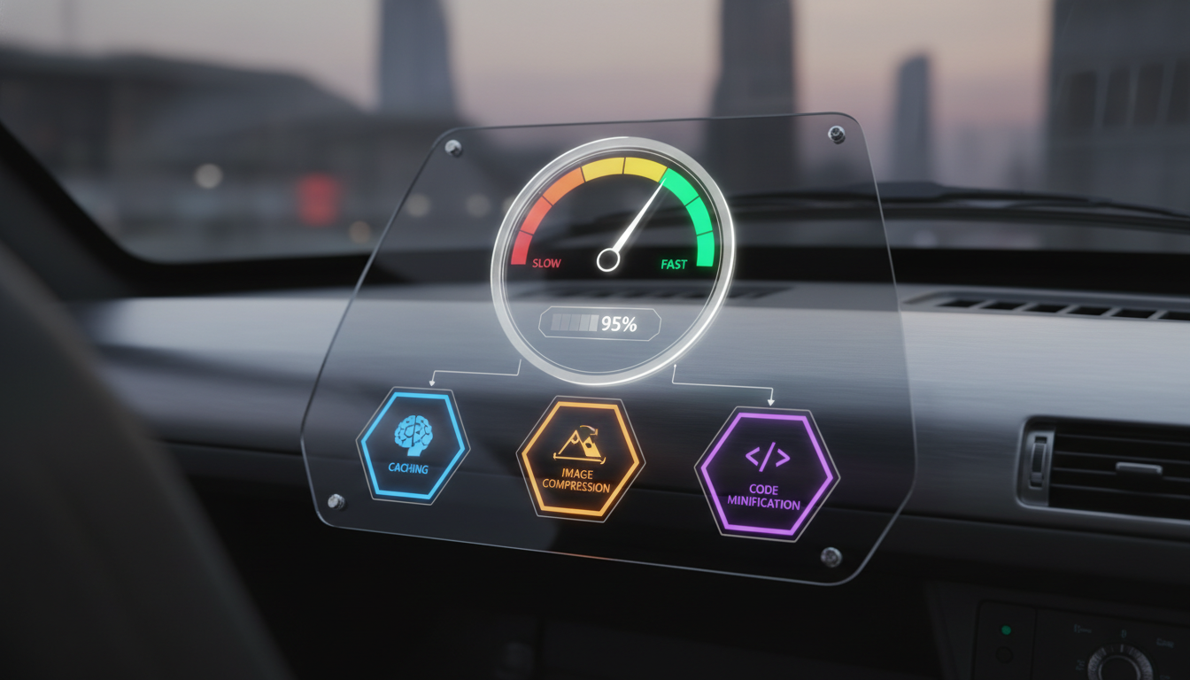 A sleek, futuristic dashboard showing a websites loading=