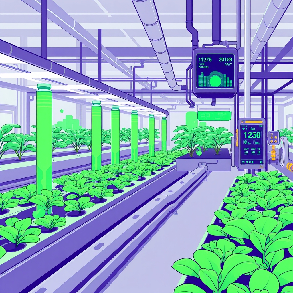 Ilustrasi teknologi hidroponik modern pertanian perkotaan